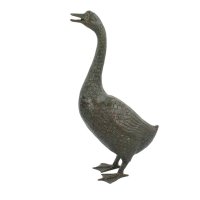 Solstice Sculptures Goose Tall 66cm in Dark Verdigris