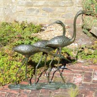 Solstice Sculptures Egrets 58cm in Dark Verdigris