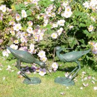 Solstice Sculptures Sandpipers Pair 31&29cm in Dark Verdigris