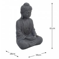 Solstice Sculptures Buddha Sitting 61cm in Charcoal Effect