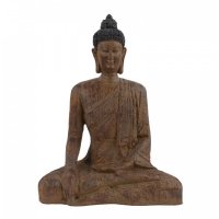 Elur Carved Wood Effect Buddha Sitting 29cm