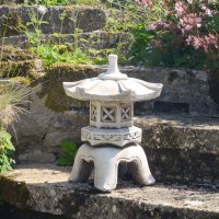 Solstice Sculptures Pagoda Low 40cm in Antique Stone Effect