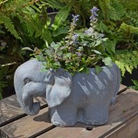 Solstice Sculptures Elephant Planter 20cm in Blue Iron Effect