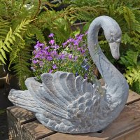 Solstice Sculptures Swan Planter 41cm in Blue Iron Effect