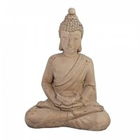 Solstice Sculptures Buddha Sitting 42cm - Weathered Stone Effect