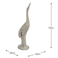 Solstice Sculptures Egret Tall 74cm -Weathered Light StoneEffect