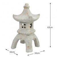 Solstice Sculptures Pagoda Lantern Lg 63cm -Weathered LtStoneEff