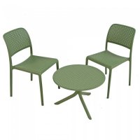 Nardi Step Table with Set of 2 Bistrot Chairs - Olive