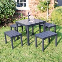 Trabella Roma Square Table with 4 Roma Bench Seats - Anthracite