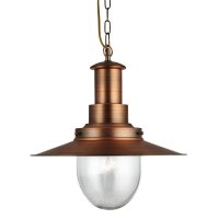 Searchlight Fisherman Ii Pendant-1Lt Large Pendant,Copper With Seeded Glass