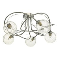 Onawa 5 Light Semi Flush Polished Chr-Twisted Closed Glass