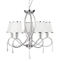 Searchlight Simplicity-5 Light Ceiling Chrome & Clear Glass White String Shades