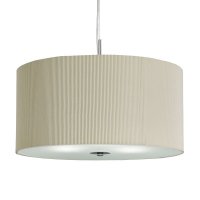 Searchlight Drum Pleat Pendant-3 Light Pleated Shade Pendant Cream with Frosted Glass Diffuser Dia 60cm