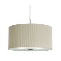 Searchlight Drum Pleat Pendant-3 Light Pleated Shade Pendant Cream with Frosted Glass Diffuser Dia 40cm