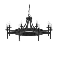 Searchlight Cartwheel II 8 Light Ceiling Wrought Iron Black