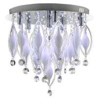 Searchlight Spindle-Remote Controlled 6 Light Flush Ceiling Chrome with Clear/White Glass Deco