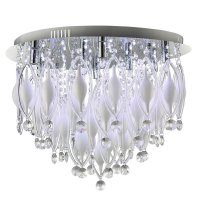 Searchlight Spindle-Remote Controlled 9 Light Flush Ceiling Chrome with Clear/White Glass Deco