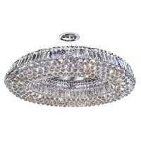 Searchlight Vesuvius- Oval 10Lt Ceiling Chrome with Clear Crystal Coffins Trim & Ball Drops