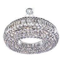 Searchlight Vesuvius- Circular 10Lt Ceiling Chrome with Clear Crystal Coffins Trim & Ball Drops