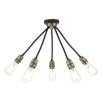 Eydie 5 Light Semi Flush Matt Black Antique Brass