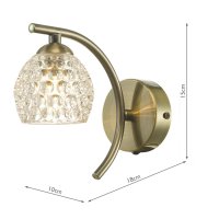 Nakita Wall Light Antique Brass With Dimpled Glass