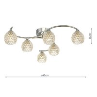 Nakita 6 Light Semi Flush Polished Chrome With Dimpled Glass