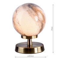 Dar Esben Touch Table Lamp Antique Brass with Planet Glass