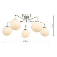 Feya 5 Light Semi Flush Ceiling Light Polished Chrome Opal Glass