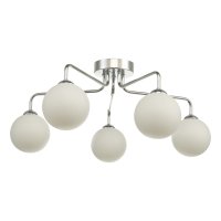 Feya 5 Light Semi Flush Ceiling Light Polished Chrome Opal Glass