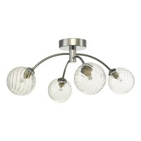 Izzy 4 Light Semi Flush Polished Chrome Twisted Glass