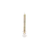 Premier Decorations 25cm Ivory Pattern Advent Candle with Glass Holder