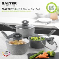 Salter Marblestone 3pc Pan Set - Grey