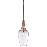 Searchlight Whisk Pendant Copper & Clear Glass