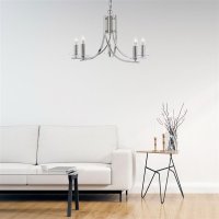 Searchlight Ascona 5 Light Pendant - Satin Silver with Clear Glass Sconces