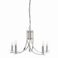 Searchlight Ascona 5 Light Pendant - Satin Silver with Clear Glass Sconces