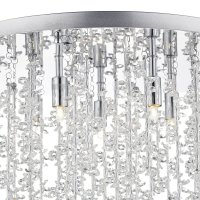 Dar Sestina 5 Light Flush Pol Chr w/Aluminium & Crystal Rods