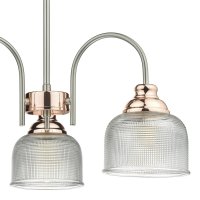 Dar Wharfdale 3lt Pendant Satin Chrome Copper Glass Shades