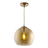 Searchlight Balls 1 Light Round Pendant (30cm Dia) Amber Glass Antique Brass
