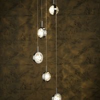 Dar Livia 5 Light Cluster LED Pendant Pol Chrome & Glass Spheres