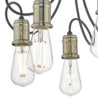 Dar Alzbet 5 Light Semi Flush Antique Brass & Black