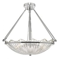 Dar Avril 3lt Pendant Polished Nickel & Glass