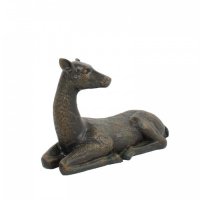 Solstice Sculptures Deer Lying Large 36cm in Dark Verdigris