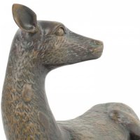 Solstice Sculptures Deer Lying Large 36cm in Dark Verdigris