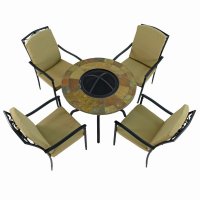 Bayfield Firepit 89Cm Table With 4 Ascot Deluxe Chairs Set