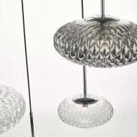 Dar Bibiana 6Lt Cluster Pendant Clear/Smkd Textured Gls Pol Chr