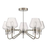 Keta 5 Light Semi Flush Satin Chrome & Polished Chrome