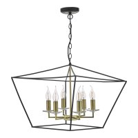 Gretchen 6 Light Pendant Matt Black & Polished Brass