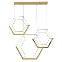 Hexagon 3lt Pendant Gold LED