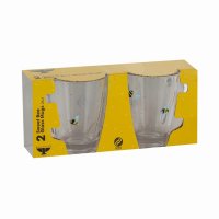 Price & Kensington Sweet Bee Set Of 2 Glass Mugs 28cl