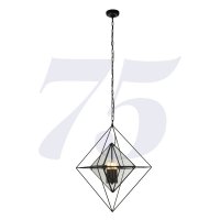 Searchlight Diamond 3Lt Pendant - Black With Clear Glass Panels